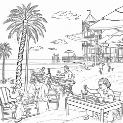 european summer beaches cheese wine palm trees people playing having fun