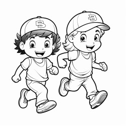 little baseball players running the bases with laptops and tools in hand