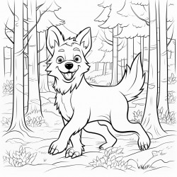 a dog dancing in the forest