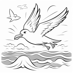 a seagull with starfishshaped wings flying over the ocean
