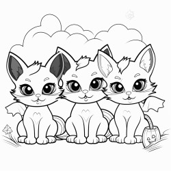 4adorable black cats with bats