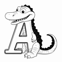 big letter a with alligator