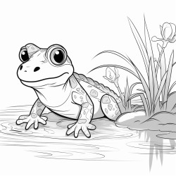 a snake eating a frog at the river