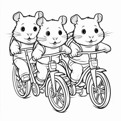 three guinea pigs on a bike