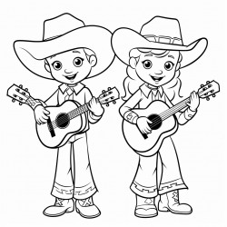 cowboy and cowgirl singing with cows