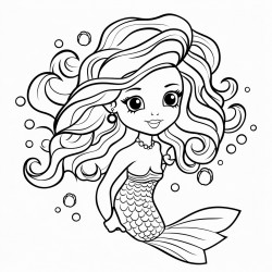 mermaid under the sea coloring page