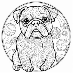 a pug stuck inside a giant tennis