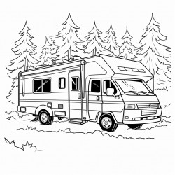 motorhome camping in woods