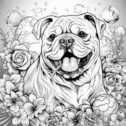 bulldog eating lolipop