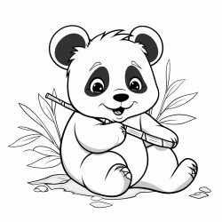 panda eating a bamboo stick
