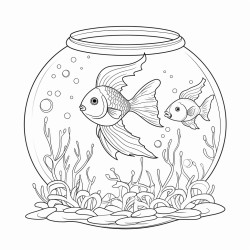 fish in tank for adults colouring in book