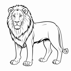 a full body coloring page of a lion