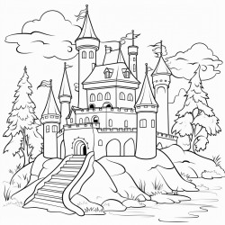 illustrate a fantasy landscape with a majestic castle