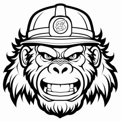 an angry gorilla fire fighter face