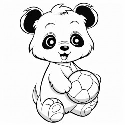 panda playing with ball