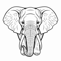 retro cartoon picture of a closeup face of an elephant