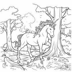 fallen tree behind the unicorn and beautiful