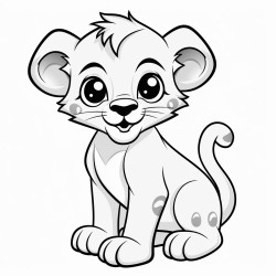 lion cub outline with a dotted line