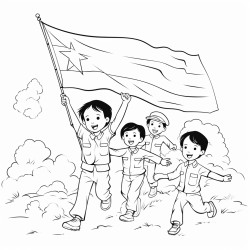 soldiers and people held vietnamese flags and threw flowers everywhere