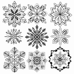 an intricate collection of unique snowflake designs each with detailed patterns