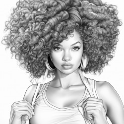woman with afro boxing