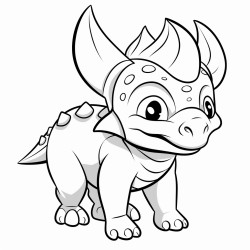 tiny male young triceratops cartoon stile