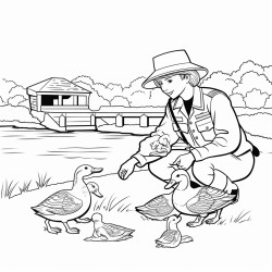 park ranger playing with dogs with a title safer in swan