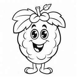 cartoon character of a grape with a face
