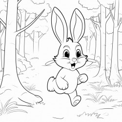 rabbit running in the forest