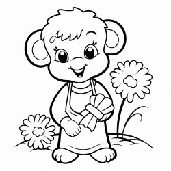 divinely the lamb wears a cross on his belly is eating flowers