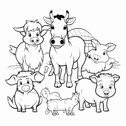 create 10 cute farm animals for kids age between 58 years