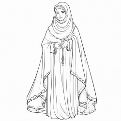 full length image of a cute muslim woman standing in a beautfil abaya