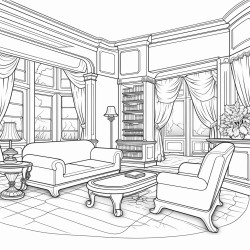 art neuveau style living room interrior