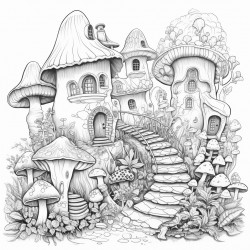 fairy garden with mushroom houses