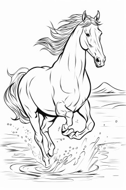 horse running through water