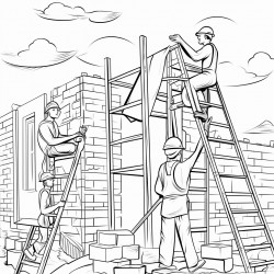 summer construction theme brickwork drywall scaffolding