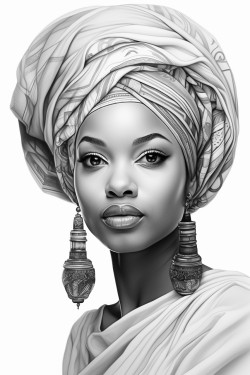 a woman with african headwear