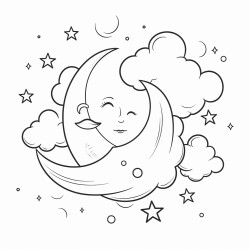 cresent moon and clouds