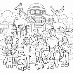 a zoo with children and adults