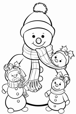 christmas snowman with other snowmen and animals in christmas clothes
