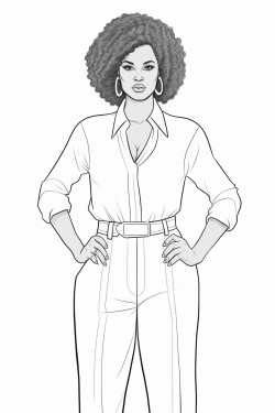 a strong confident black woman standing with her hands on her hips looking forward with determination