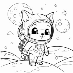 a cat astronaut exploring a cheese planet