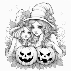 dark animation of two girls wearing pumpkin heads one holding a females head in her hands
