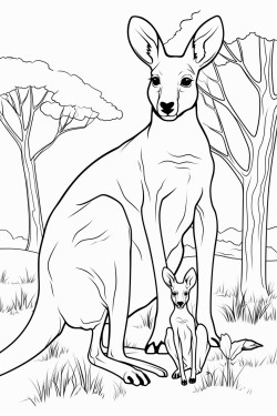 kangaroo with joey in the trees