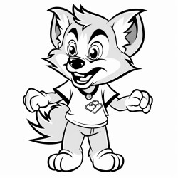 a coloring sheet with a timberwolf mascot for am elementary kid to draw