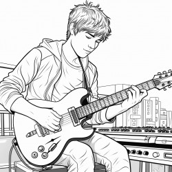 grandson playing guitar