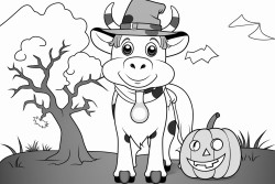 a cow dressed up for halloween