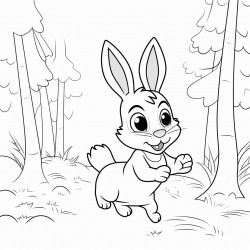 a rabbit running in the forest