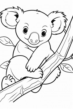 vector illustration of a happy koala perched on a branch showcasing its adorable fluffy ears and cheerful smile