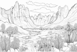 valley with grass flowers rocks mountains caves